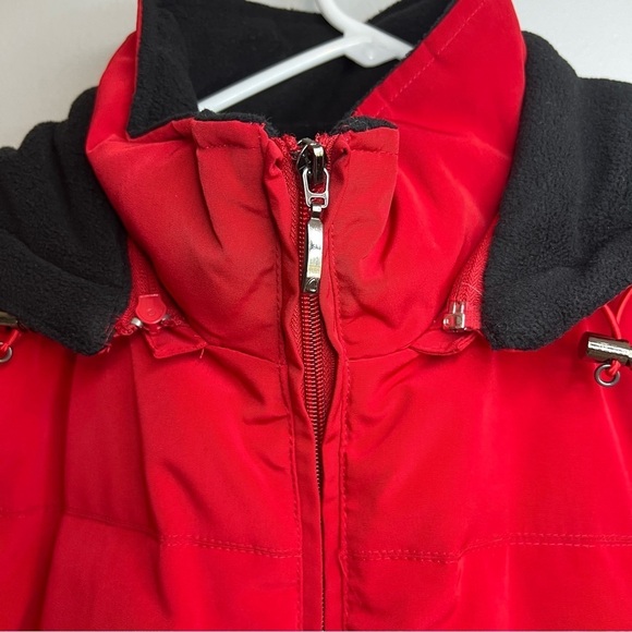 LIZ CLAIBORNE WATER REPELLENT Down Jacket Insulation Hooded Red Sz S Outdoor - Picture 4 of 16